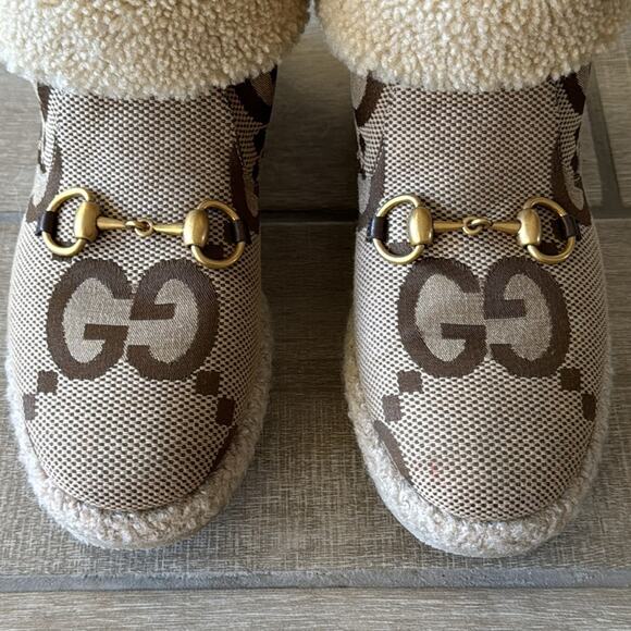 Gucci Fria GG Jumbo Logo Horsebit Shearling Lined Boots Size: 37.5 - Picture 3 of 12